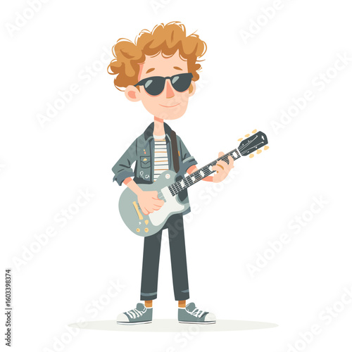 A stylish guitarist in action, ready to make some music.