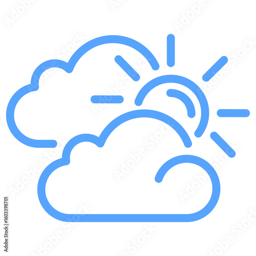 Cloud And Sun Blue Icon