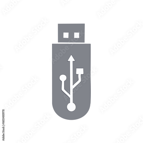 Flash Memory Drive Icon Simple Vector Illustration for Data Storage and Information Technology Systems