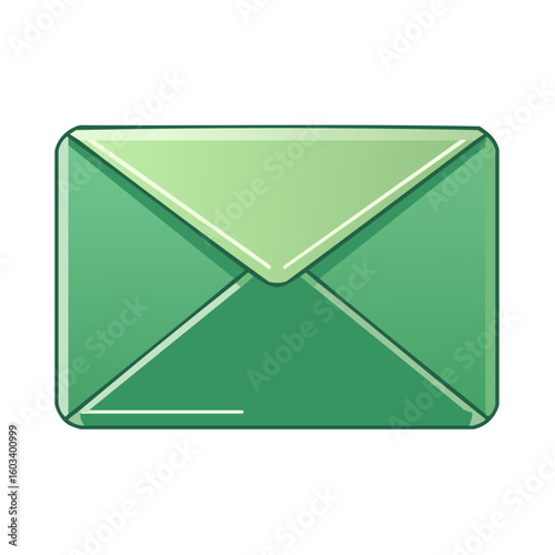 Closed Green Envelope Illustration: Communication, Message Delivery Icon