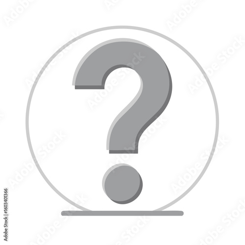 Gray Question Mark Inside Circle Shape Symbolizing Uncertainty, Confusion, Seeking Answers, Inquiry