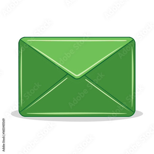 Closed Green Envelope Illustration, Postal Mailing Delivery Symbol, Correspondence