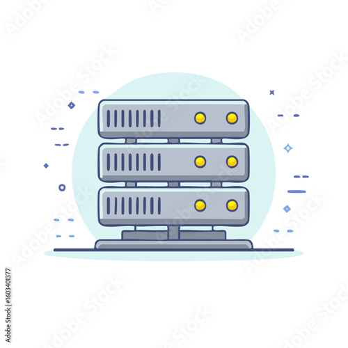 Isolated server data storage set, hosting technology and networking concept, computer mainframe hardware, data center structure