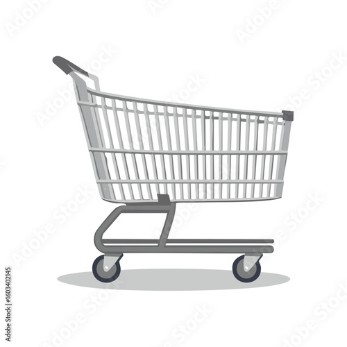 Illustration of an Empty Shopping Cart for groceries in a Supermarket isolated