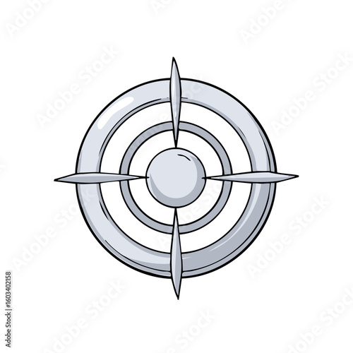 Round Crosshair Target for Accuracy or Focus, Gray Metallic Bullseye, Precision Aiming, Centered Vector Illustration