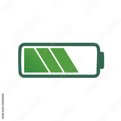 Horizontal Green Battery Icon Graphic Indicating Partial Charge