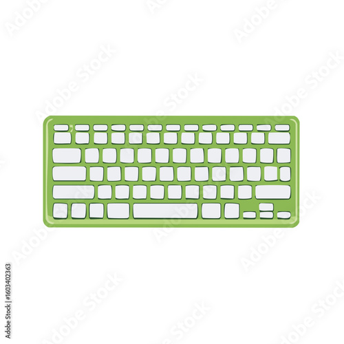 Green Computer Keyboard Illustration Style Keys Buttons Technology Device Input Hardware