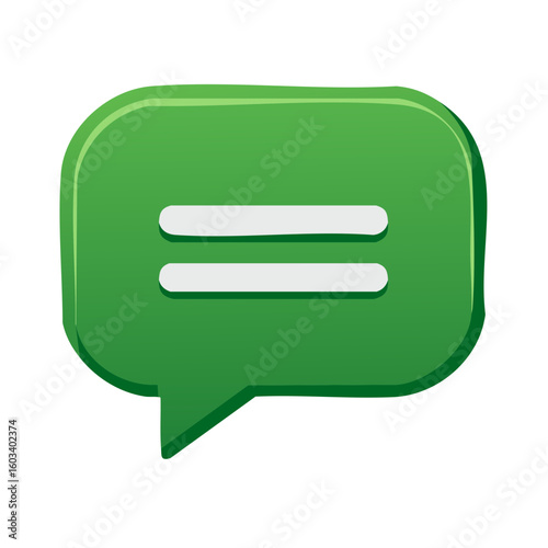 Green Communication Balloon for Message or Chat with Text Symbol, Speech Bubble Icon