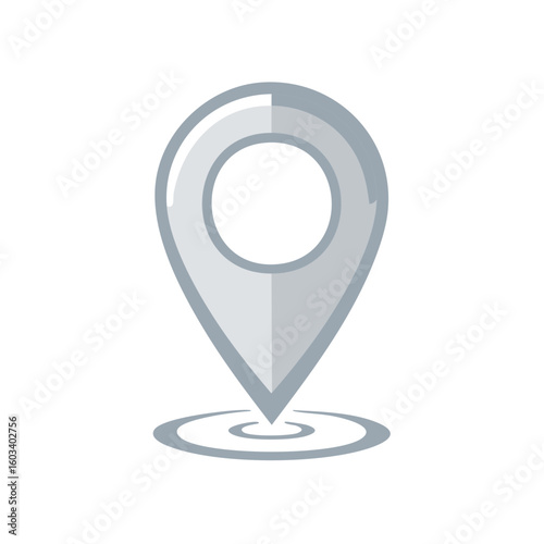 Location Pin Pointer Symbol in Grey with Ripple Effect Graphic Design Element