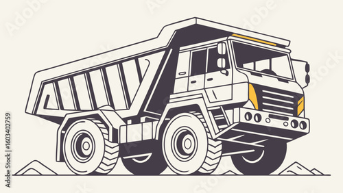 Powerful Dump Truck Illustration HeavyDuty Mining Vehicle Design.
