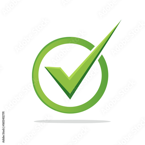 Green Check Mark Inside a Circle with Subtle Shadow, Signifying Approval, Agreement, Validation, or Task Completion