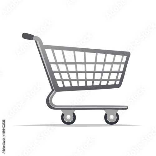 Illustration of Shopping Cart Side View with Handle for Retail Purchases or Online Ordering
