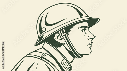 Profile of a Soldier in Vintage Style.
