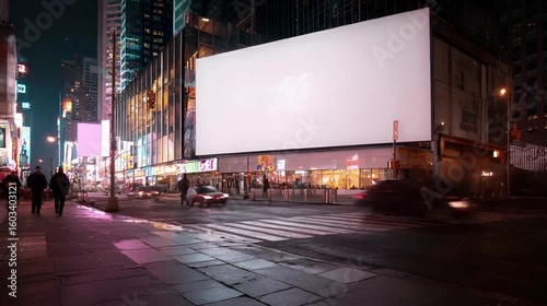 Blank White Billboard Mockup in Times Square, New York City