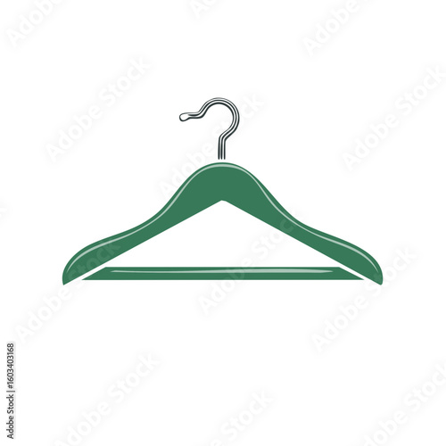 Green Clothes Hanger Illustration for Wardrobe Organization and Apparel Storage