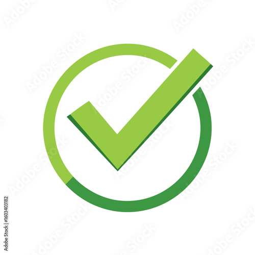 Bright Green Check Mark Circle Symbol for Correctness and Approval in Business and Graphic Design