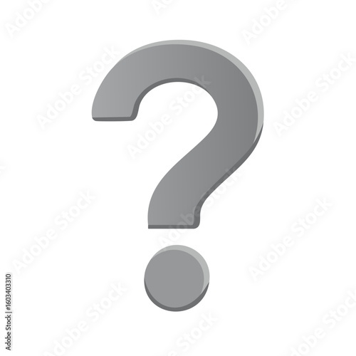Gray Question Mark Represents Uncertainty and Queries in Graphic Design