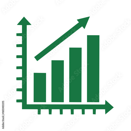 Green Bar Chart Illustration Showing Growth Success and Progress in Business Analysis