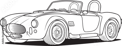 detailed vintage sports car line art vector available in ai, eps, jpeg, png formats