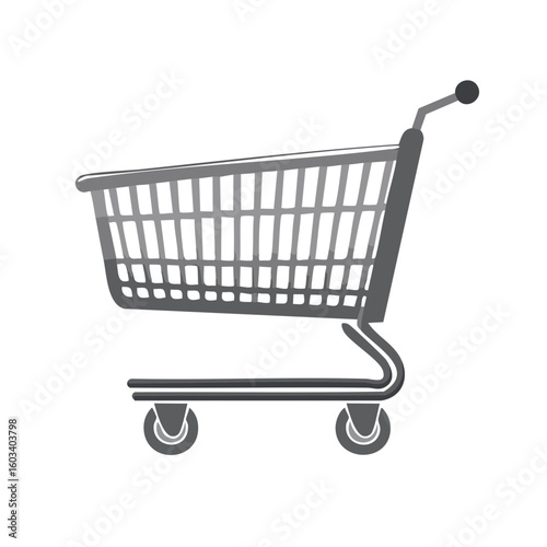 Empty Shopping Cart Icon, Grocery Cart Design Element, Basket Vector Illustration
