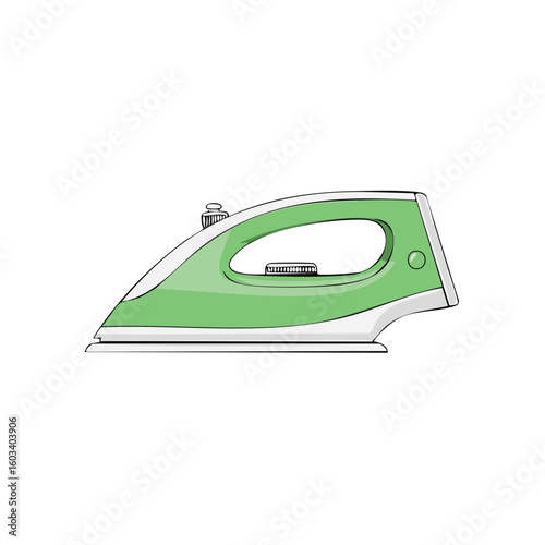 Green and White Electric Iron Illustration, Laundry Appliance, Cleanliness, and Clothing Care