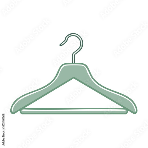 Isolated Green Clothes Hanger with Hook Clothing Rack Tool Garment Organizer