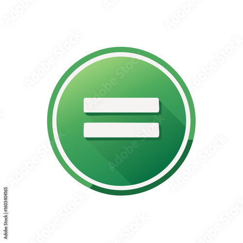 Equality Symbol in Green Circle Graphic, Mathematical Equation Sign