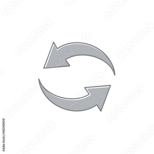 Curved arrow circle symbol for process and update concept. Cycling arrows refresh and recycle. Vector illustration isolated for user interface design.