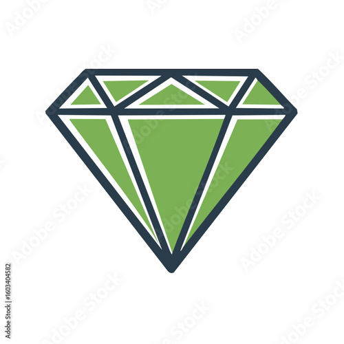 Stylized Green Diamond Icon Gemstone Graphic Element