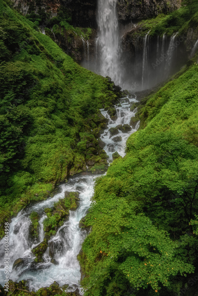 Obraz premium 新緑の日光華厳の滝 