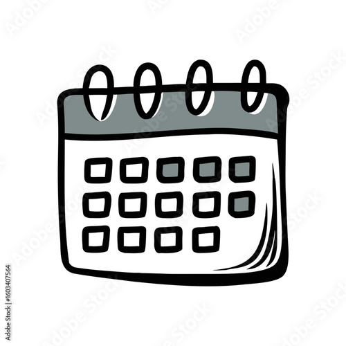 Illustrated calendar in black and white with spiral bindings  