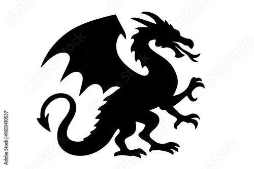 Wallpaper Mural Majestic silhouette of a powerful dragon, embodying strength and mystique, ideal for fantasy and medieval-themed projects Torontodigital.ca