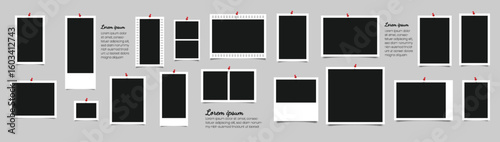 Photo, image or picture frames. Wall collage photography mockup vector isolated set