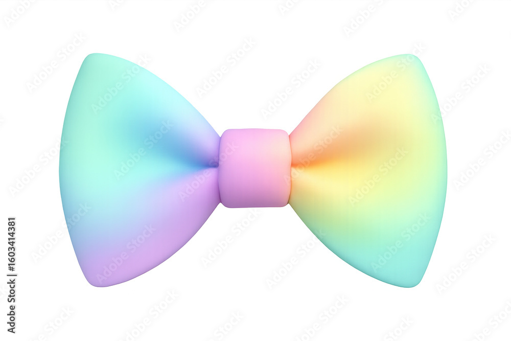 Fototapeta premium Rainbow bow tie symbolizing lgbtq pride, inclusivity, and fashion trends, isolated on transparent background for easy integration into designs