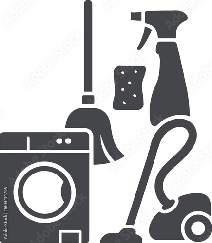 Cleaning supplies and equipment for home domestic hygiene vector illustration design concept icon set