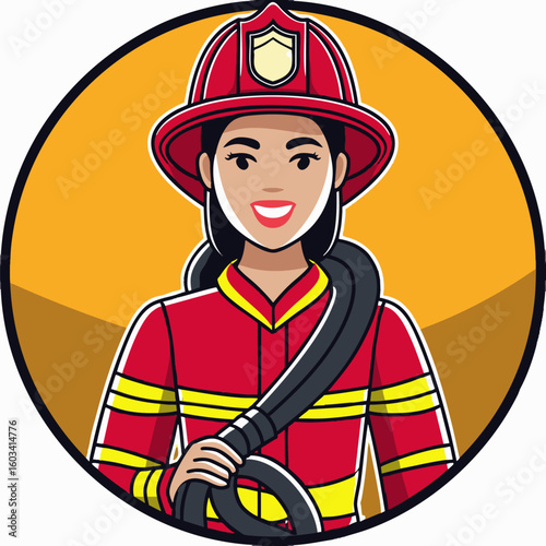 Woman Firefighter Holding a Hose 2