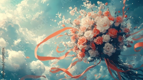 Floral bouquet in sky