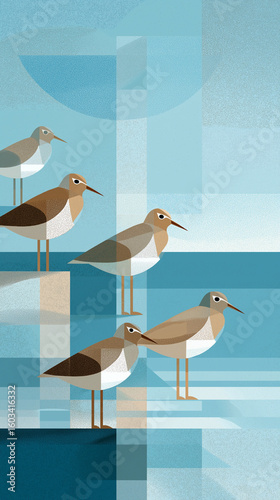 Shorebirds background with copy space vertical