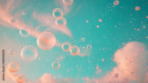 Wallpaper Mural Iridescent Bubbles Explode in Teal Sky Torontodigital.ca