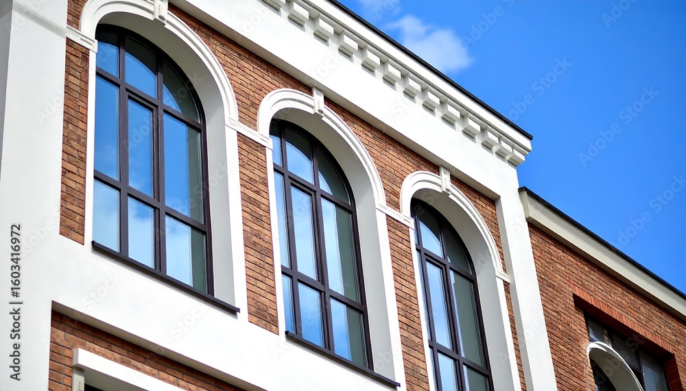 Fototapeta premium Architectural facade of a building with arched windows