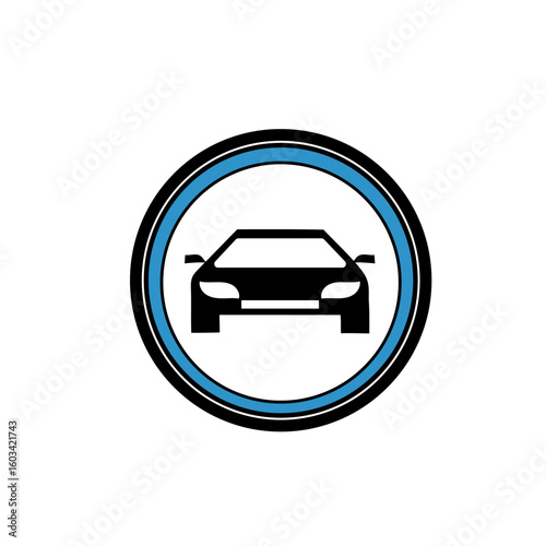 Car vehicle icon. Road safety symbol. Auto transport Vector. Driving regulations graphic.