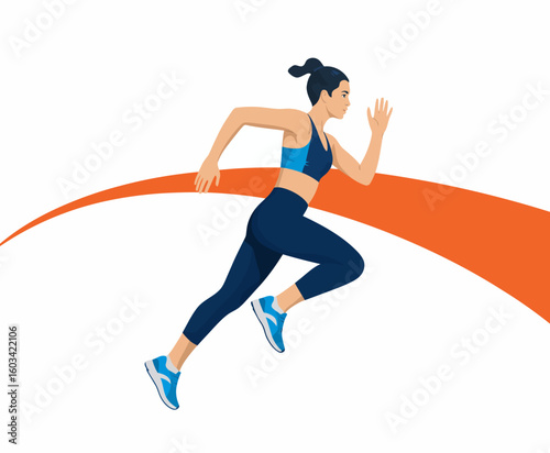 An athletic woman demonstrates strength and determination as she runs energetically, embodying the spirit of fitness and active living, inspiring others to pursue their health goals.
