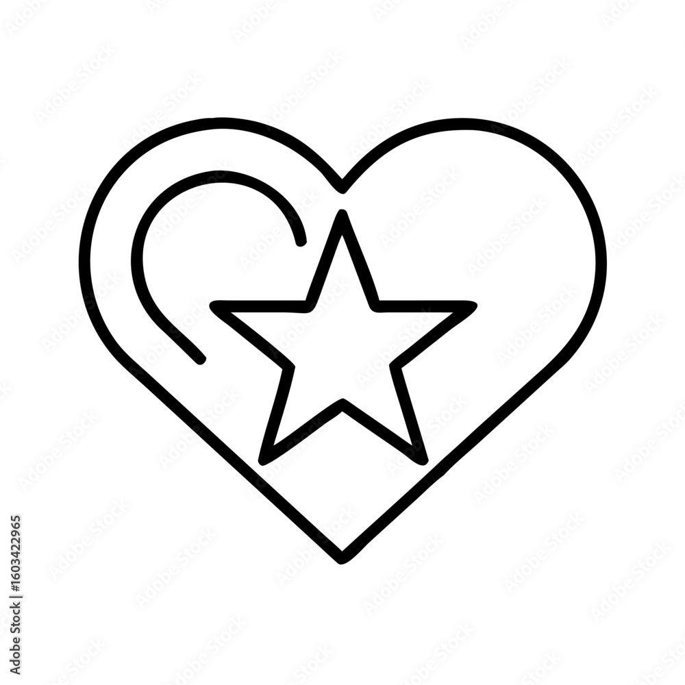 Obraz premium Heart star vector graphic love symbol outline design illustration valentine icon graphic element art