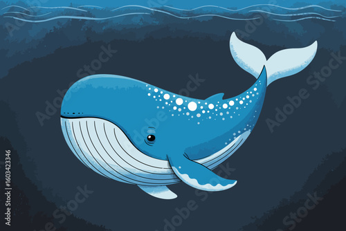 A serene depiction of a whale swimming gracefully underwater, evoking feelings of tranquility and awe towards nature’s beauty, exploring the wonders of marine life in a captivating setting.