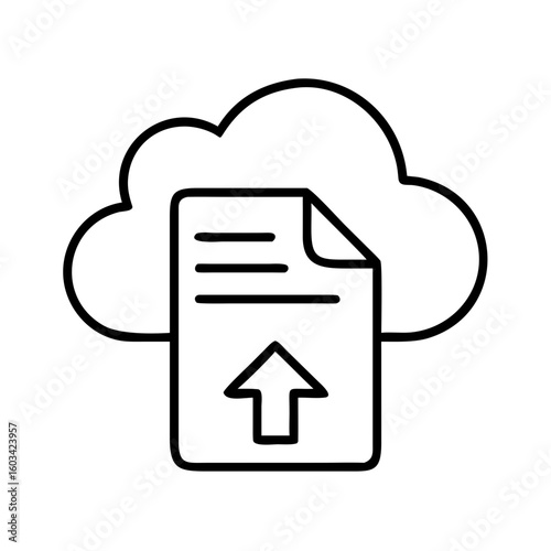 Cloud storage upload file document icon vector illustration for web design and mobile apps