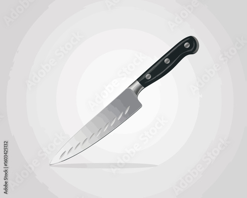 A stylish kitchen knife featuring a sleek blade and a classic black handle, perfect for chefs and culinary enthusiasts looking for quality kitchen tools and utensils.