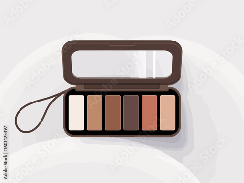 An elegant makeup palette showcasing a range of neutral shades, designed for versatile beauty looks, capturing the essence of femininity and artistry in makeup application.