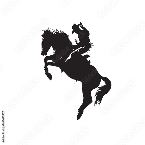 vector illustration of bucking bronco silhouette set, Black & White silhouette set