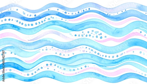 Abstract watercolor waves in pastel colors