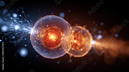 An abstract representation of matter and antimatter concept showcases vibrant interplay of energy, radiating scientific wonder